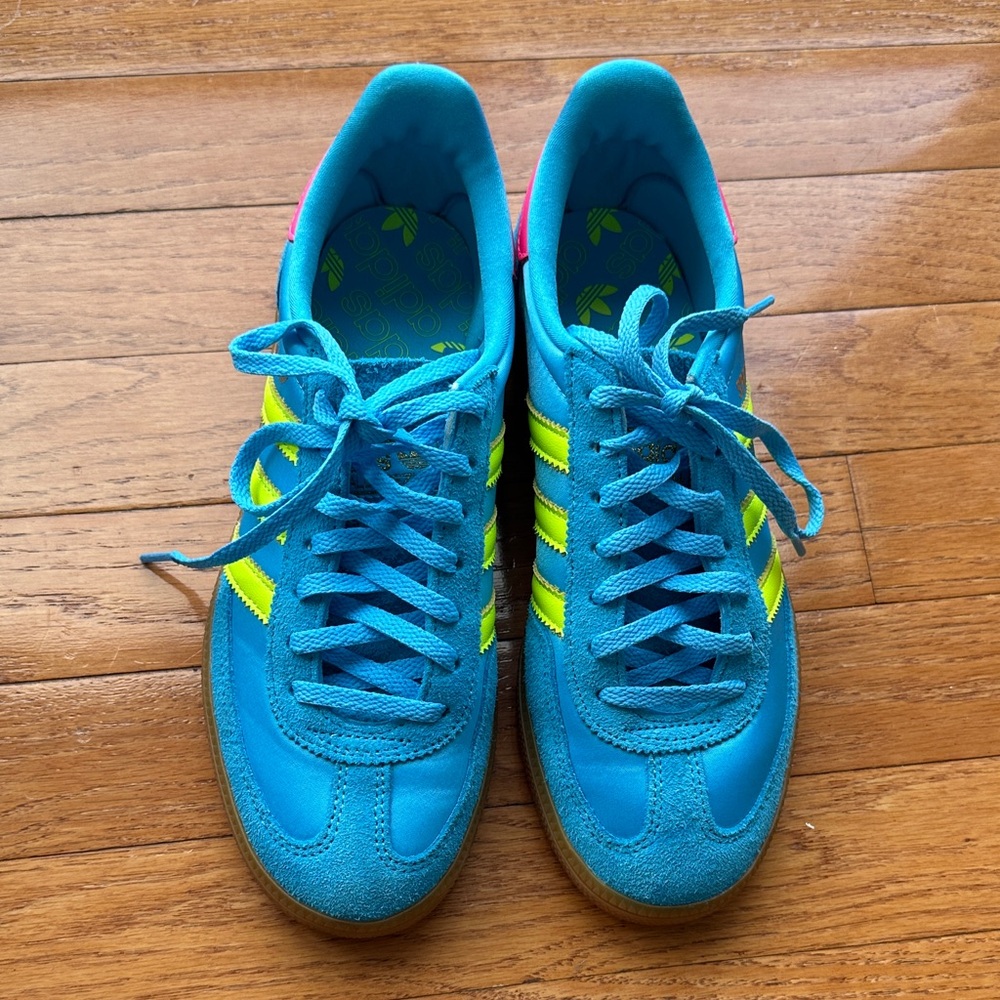 Adidas Handball Spezial "Sky Rush/Solar Yellow/Lucid Pink" Women's Shoe size 6 - Picture 4 of 11